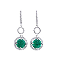 18K White Gold Emerald Drop Earrings