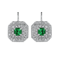 18K White Gold Emerald and Diamond Drop Earrings, 18K White Gold Emerald and Diamond Drop Earrings, Long's Jewelers