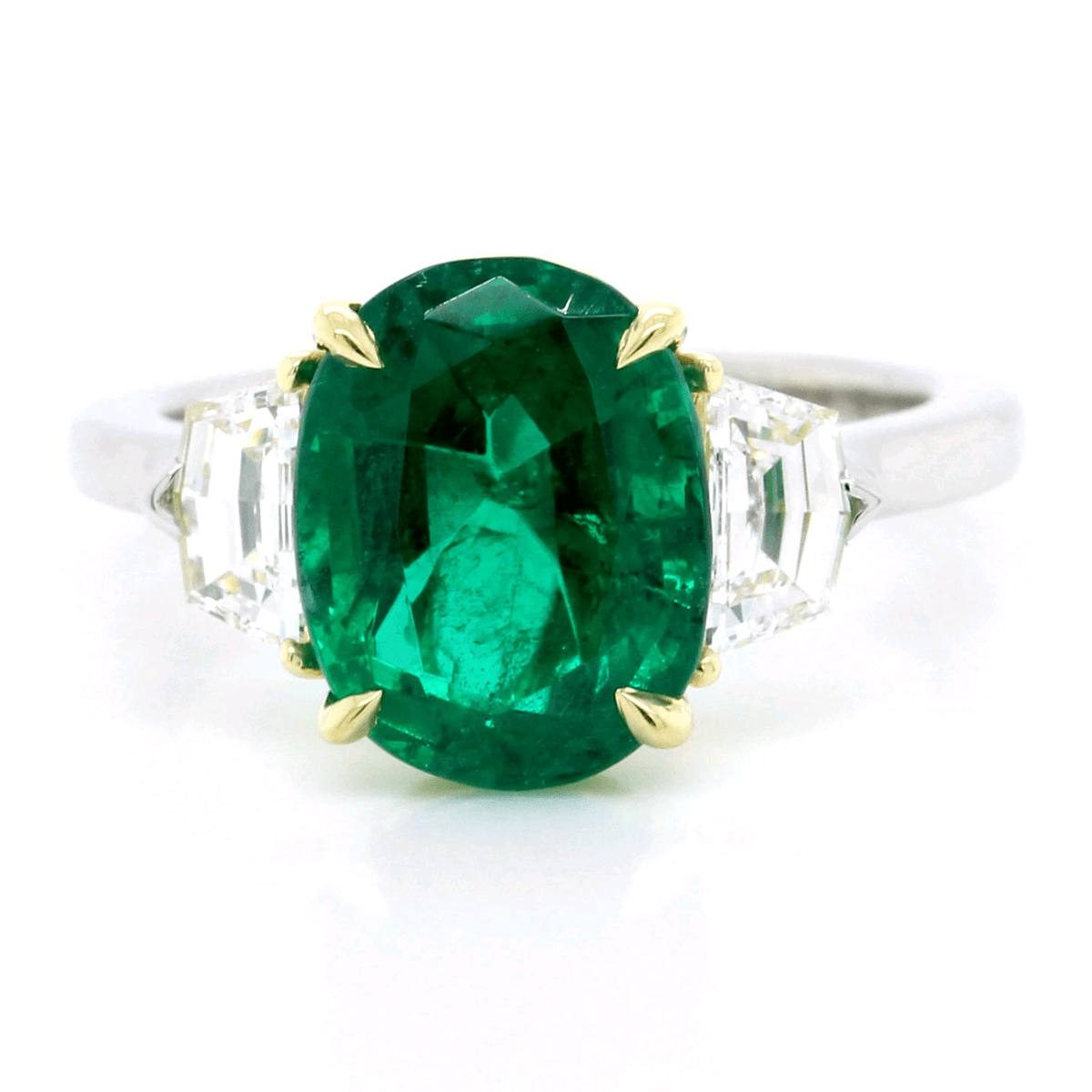 Platinum Oval Emerald Diamond Ring