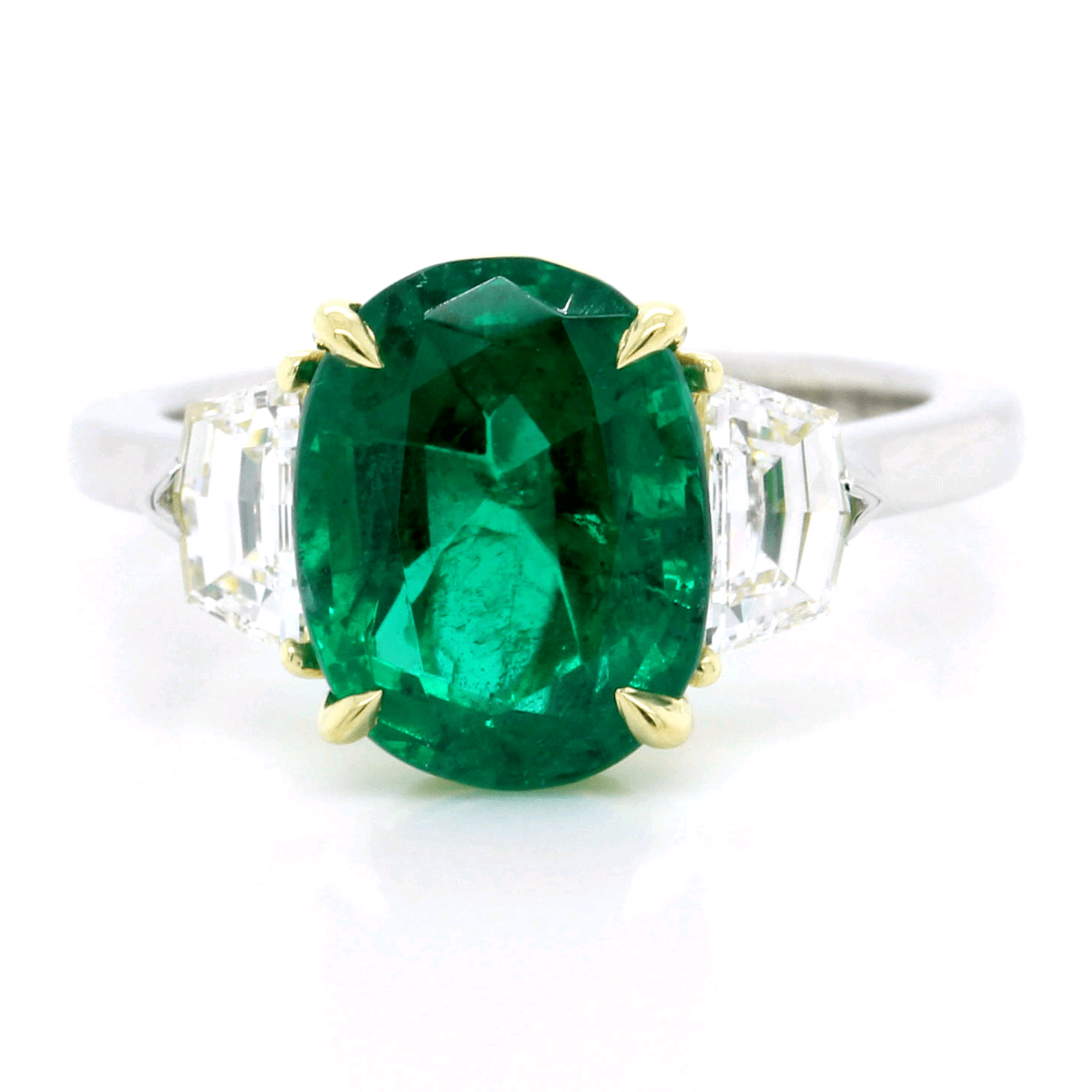 Platinum Oval Emerald Diamond Ring