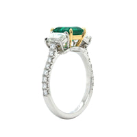 Platinum and 18K Yellow Gold Emerald and Diamond Ring