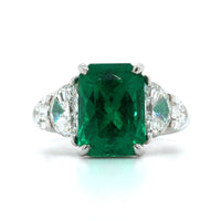 Platinum Emerald and Diamond Ring