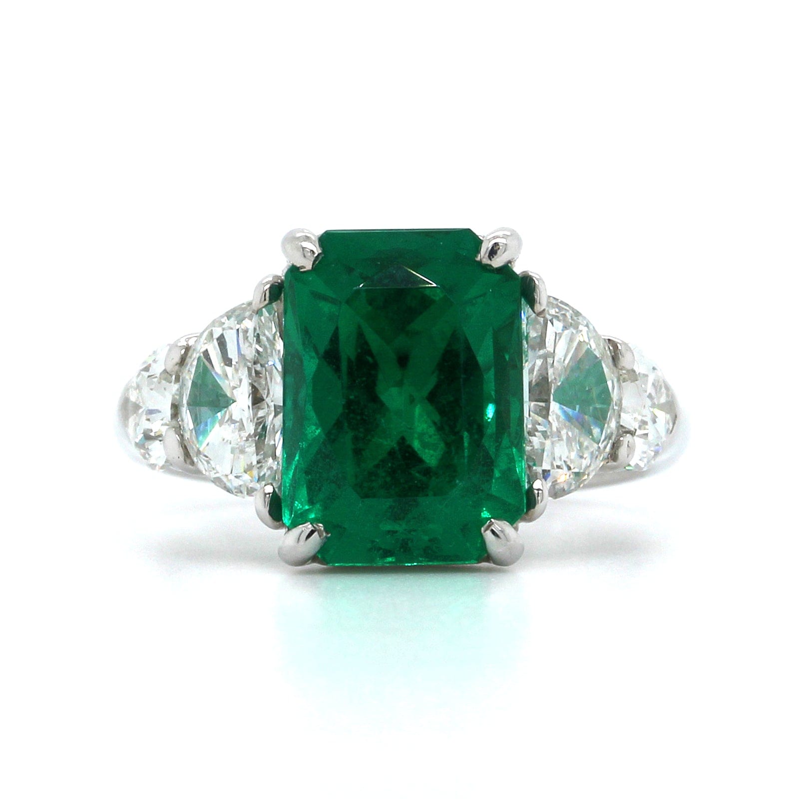 Platinum Emerald and Diamond Ring
