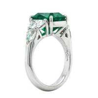 Platinum Emerald and Diamond Ring