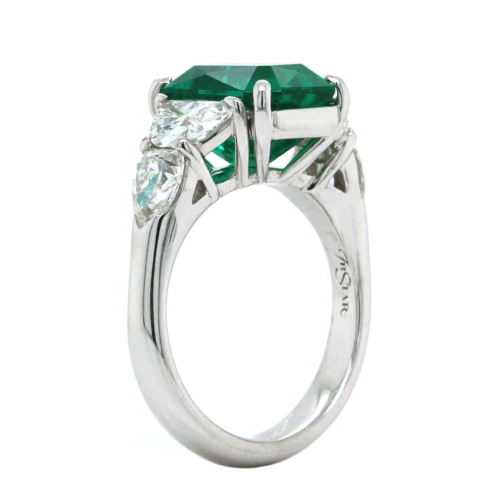 Platinum Emerald and Diamond Ring