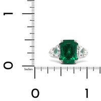 Platinum Emerald and Diamond Ring