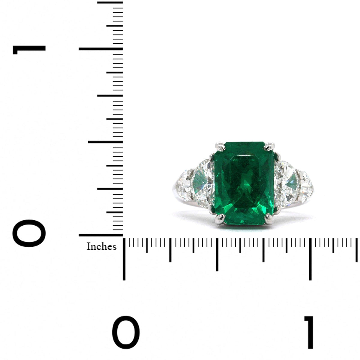 Platinum Emerald and Diamond Ring