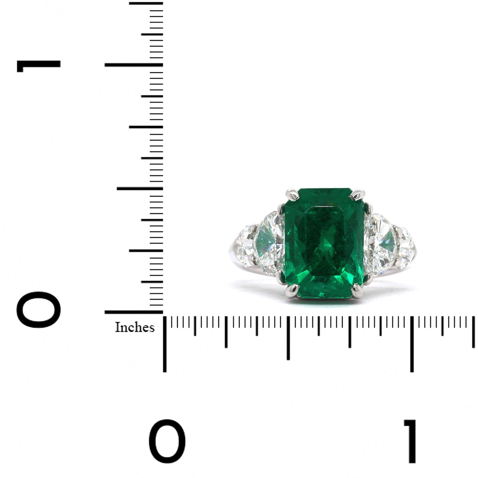 Platinum Emerald and Diamond Ring