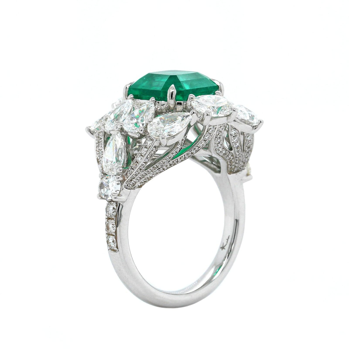 18K White Gold Natural Emerald and Diamond Ring – Long's 18K White Gold Natural Emerald and Diamond Ring – Long's