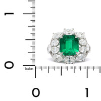 18K White Gold Natural Emerald and Diamond Ring