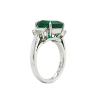 Platinum Emerald Diamond 3 Stone Ring, Platinum, Long's Jewelers