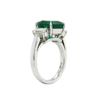 Platinum Emerald Diamond 3 Stone Ring, Platinum, Long's Jewelers