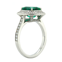 Platinum Emerald Double Halo Diamond Ring, Platinum, Long's Jewelers