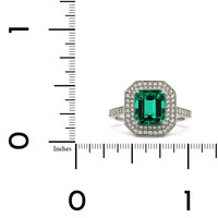 Platinum Emerald Double Halo Diamond Ring, Platinum, Long's Jewelers