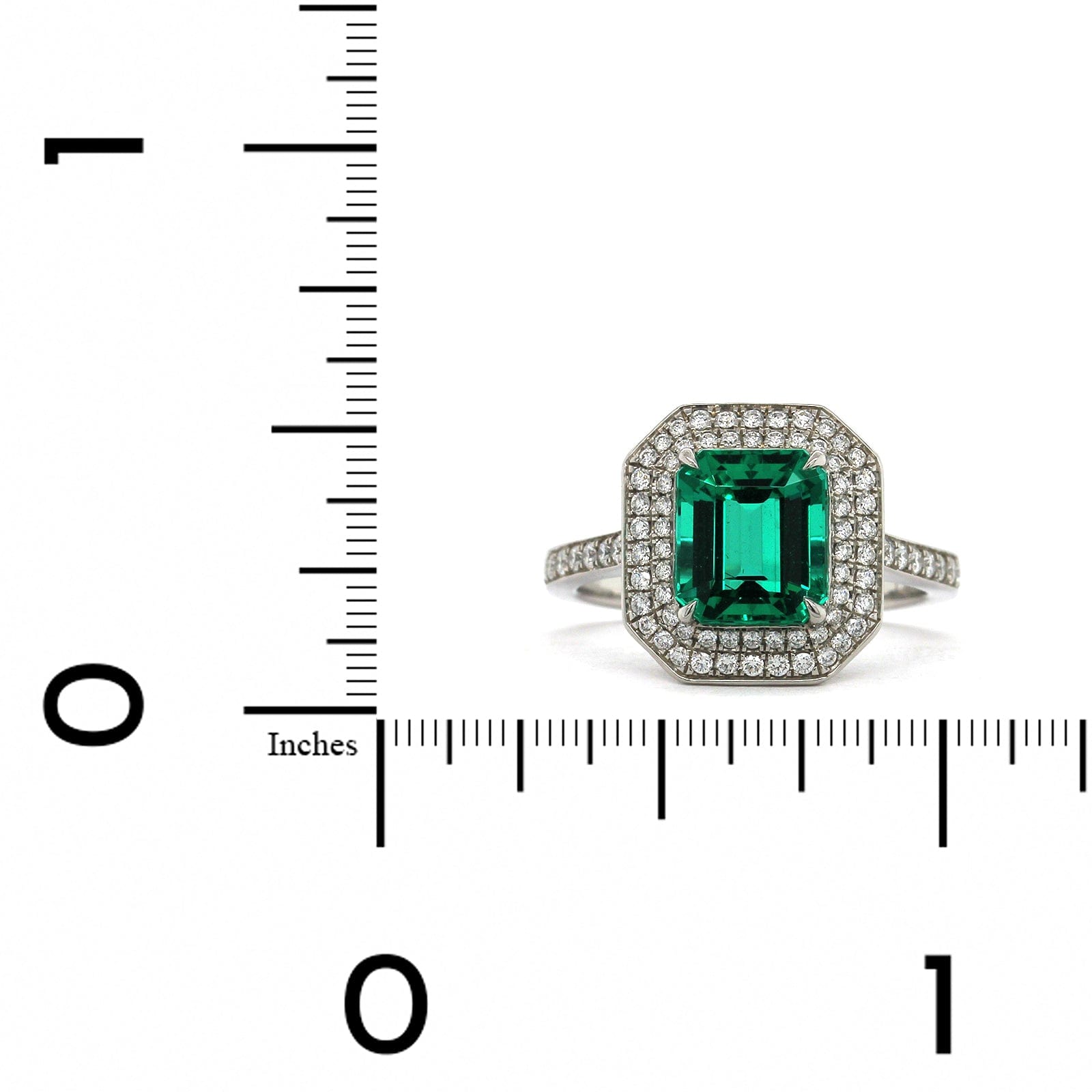 Platinum Emerald Double Halo Diamond Ring, Platinum, Long's Jewelers