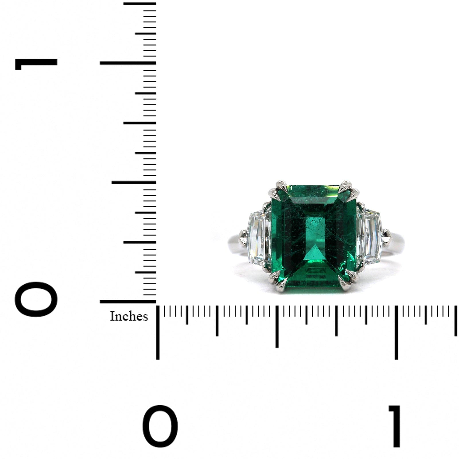 Platinum Emerald Diamond 3 Stone Ring, Platinum, Long's Jewelers