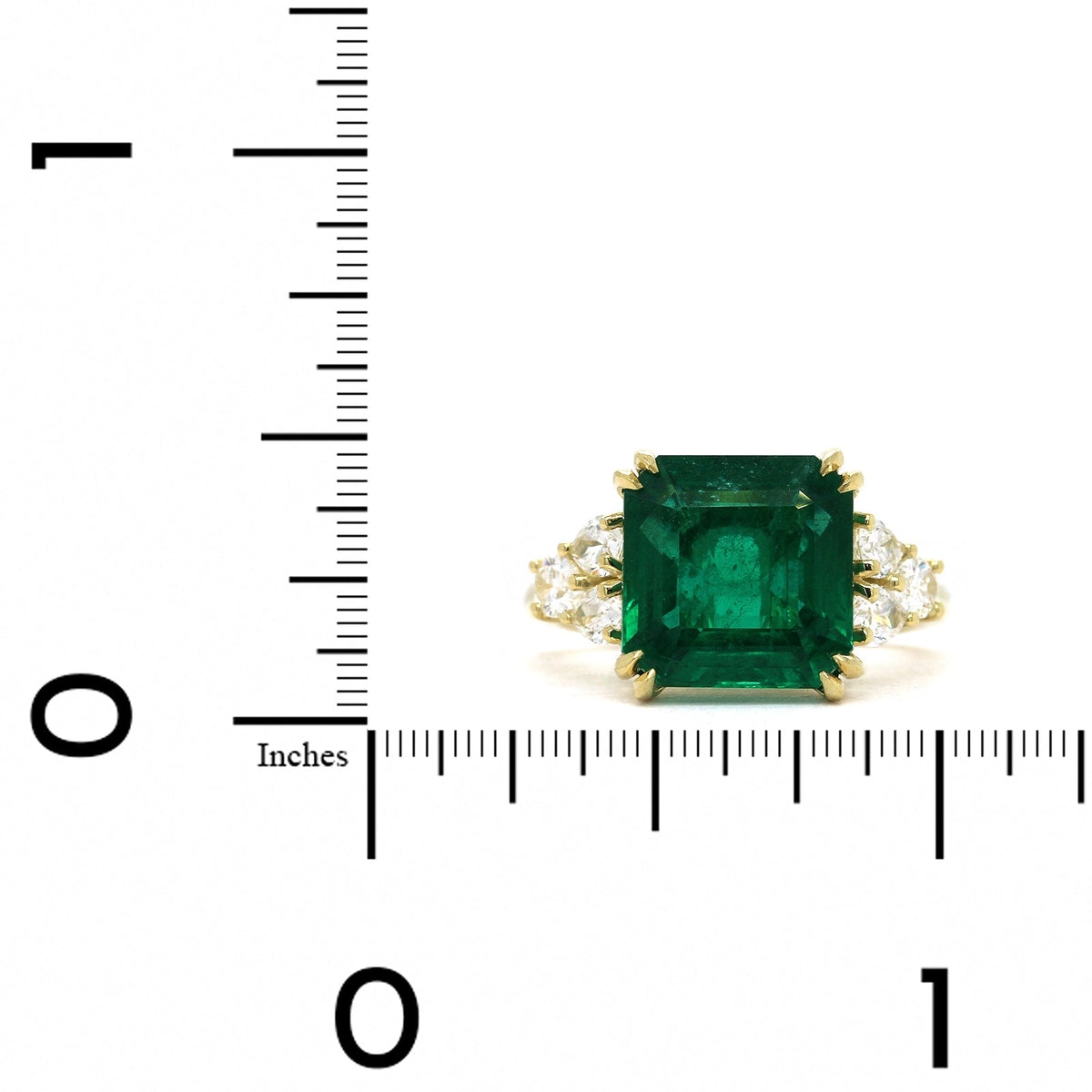 18K Yellow Gold Emerald Diamond Ring, 18k yellow gold, Long's Jewelers