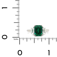 Platinum Emerald Diamond 3 Stone Ring, Platinum Long's Jewelry