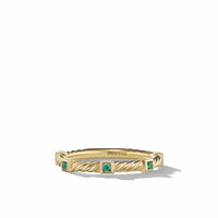 Cable Collectibles® Stack Ring in 18K Yellow Gold with Emeralds