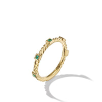 Cable Collectibles® Stack Ring in 18K Yellow Gold with Emeralds