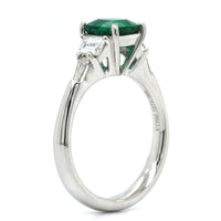 Platinum Cushion Cut Emerald Diamond Ring