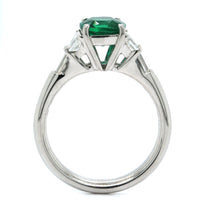 Platinum Cushion Cut Emerald Diamond Ring