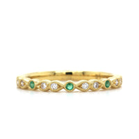 18K Yellow Gold Diamond and Emerald Band