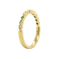 18K Yellow Gold Diamond and Emerald Band