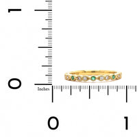 18K Yellow Gold Diamond and Emerald Band