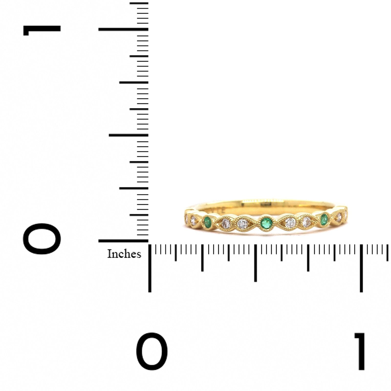 18K Yellow Gold Diamond and Emerald Band