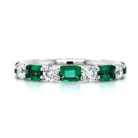 Platinum Emerald and Diamond Band
