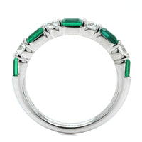 Platinum Emerald and Diamond Band