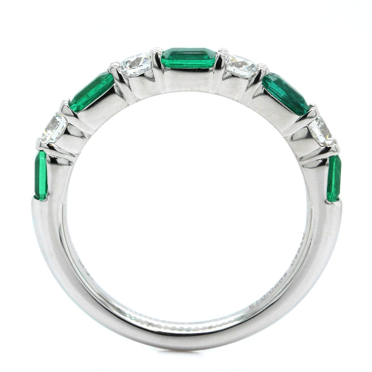 Platinum Emerald and Diamond Band