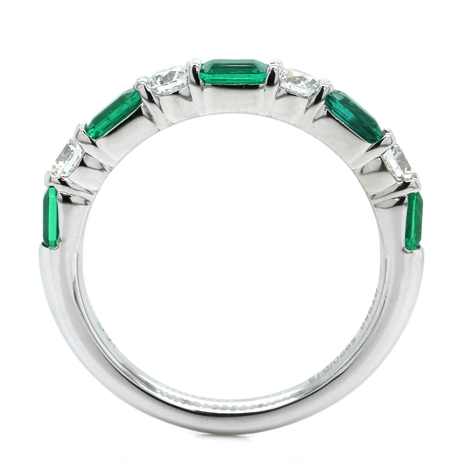 Platinum Emerald and Diamond Band