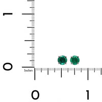 18K White Gold Round Emerald Stud Earrings