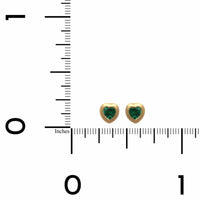 18K Yellow Gold Heart Shaped Emerald Stud Earrings
