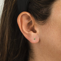 14K Yellow Gold Prong Set Emerald Stud Earrings