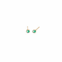14K Yellow Gold Prong Set Emerald Stud Earrings