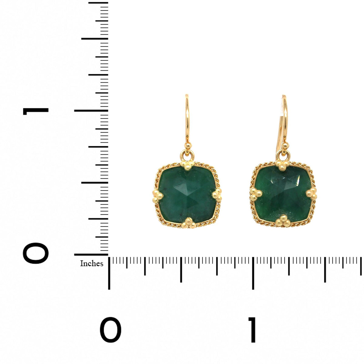 Amali 18K Yellow Gold Cushion Emerald Drop Earrings