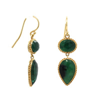 18K Yellow Gold Emerald Drop Earrings