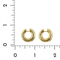 18K Yellow Gold Channel Set Emerald Huggie Earrings