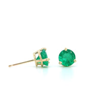 14K Yellow Gold Emerald Stud Earrings