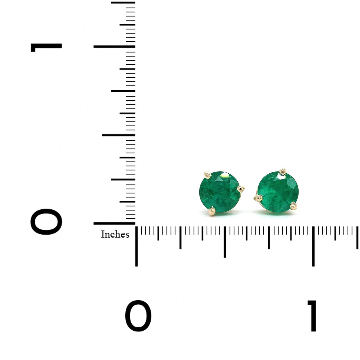 14K Yellow Gold Emerald Stud Earrings