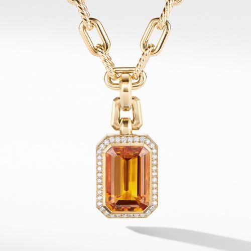 Novella Pendant in 18K Yellow Gold with Madeira Citrine and Diamonds