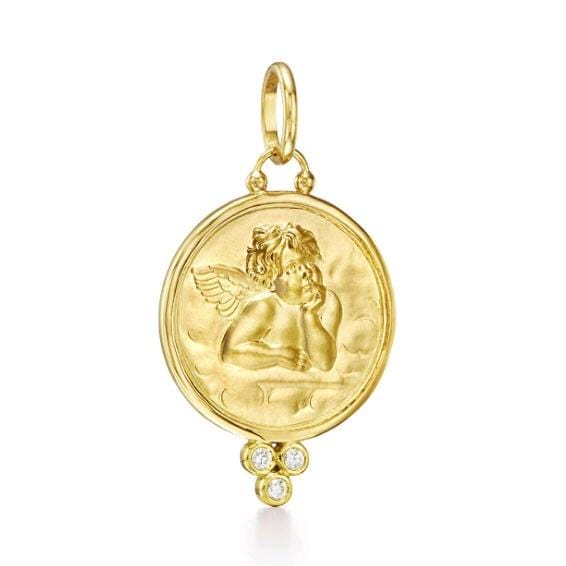 18K Yellow Gold Angel Pendant