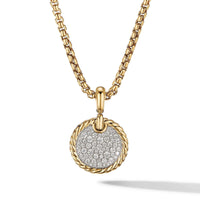 DY Elements Disc Pendant in 18K Yellow Gold with Pavé Diamonds