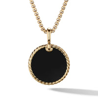 DY Elements Disc Pendant in 18K Yellow Gold with Black Onyx and Mother of Pearl