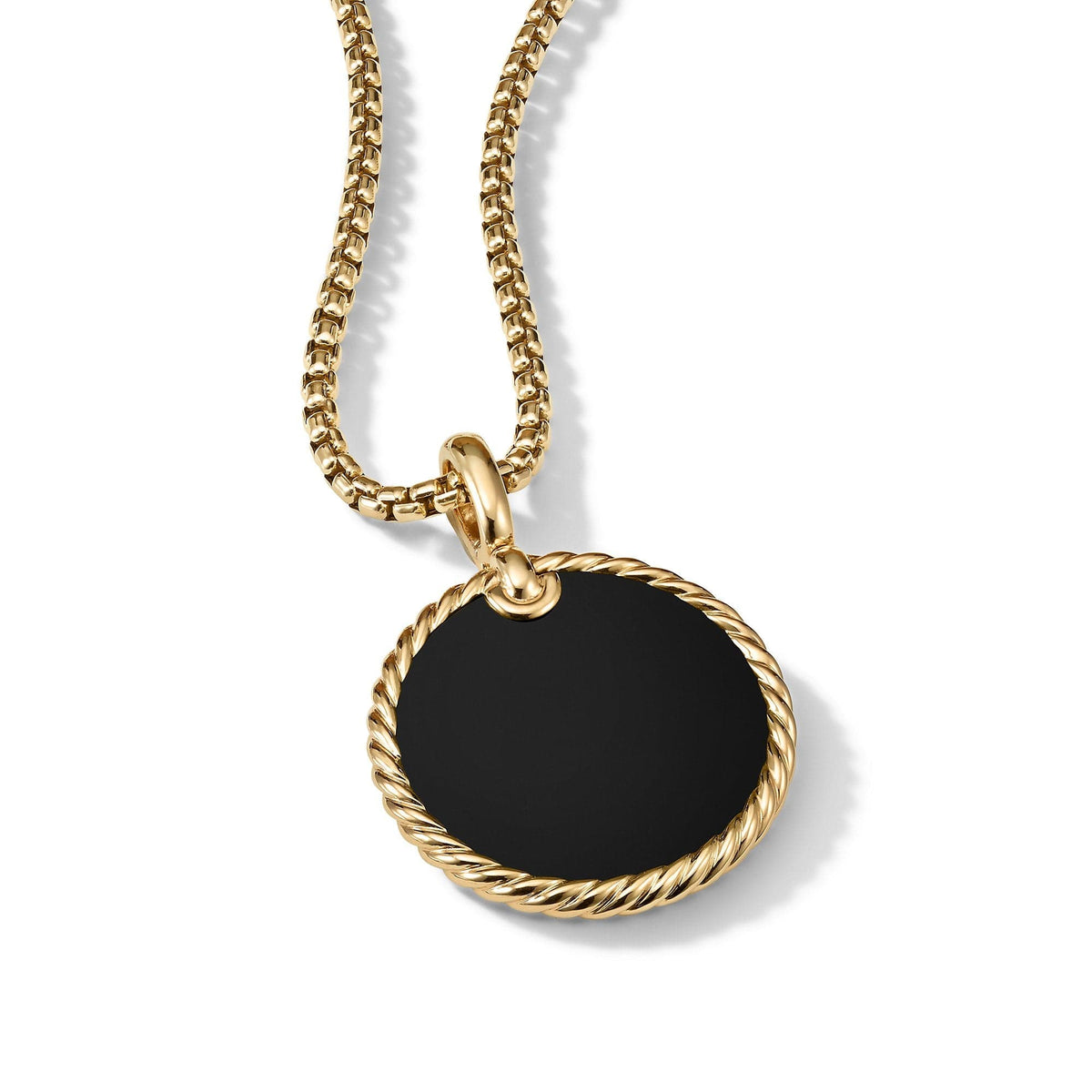 DY Elements Disc Pendant in 18K Yellow Gold with Black Onyx and Mother of Pearl