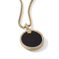 DY Elements Disc Pendant in 18K Yellow Gold with Black Onyx and Pavé Diamond Rim