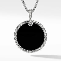 DY Elements® Reversible Disc Pendant with Black Onyx and Mother of Pearl and Pavé Diamonds